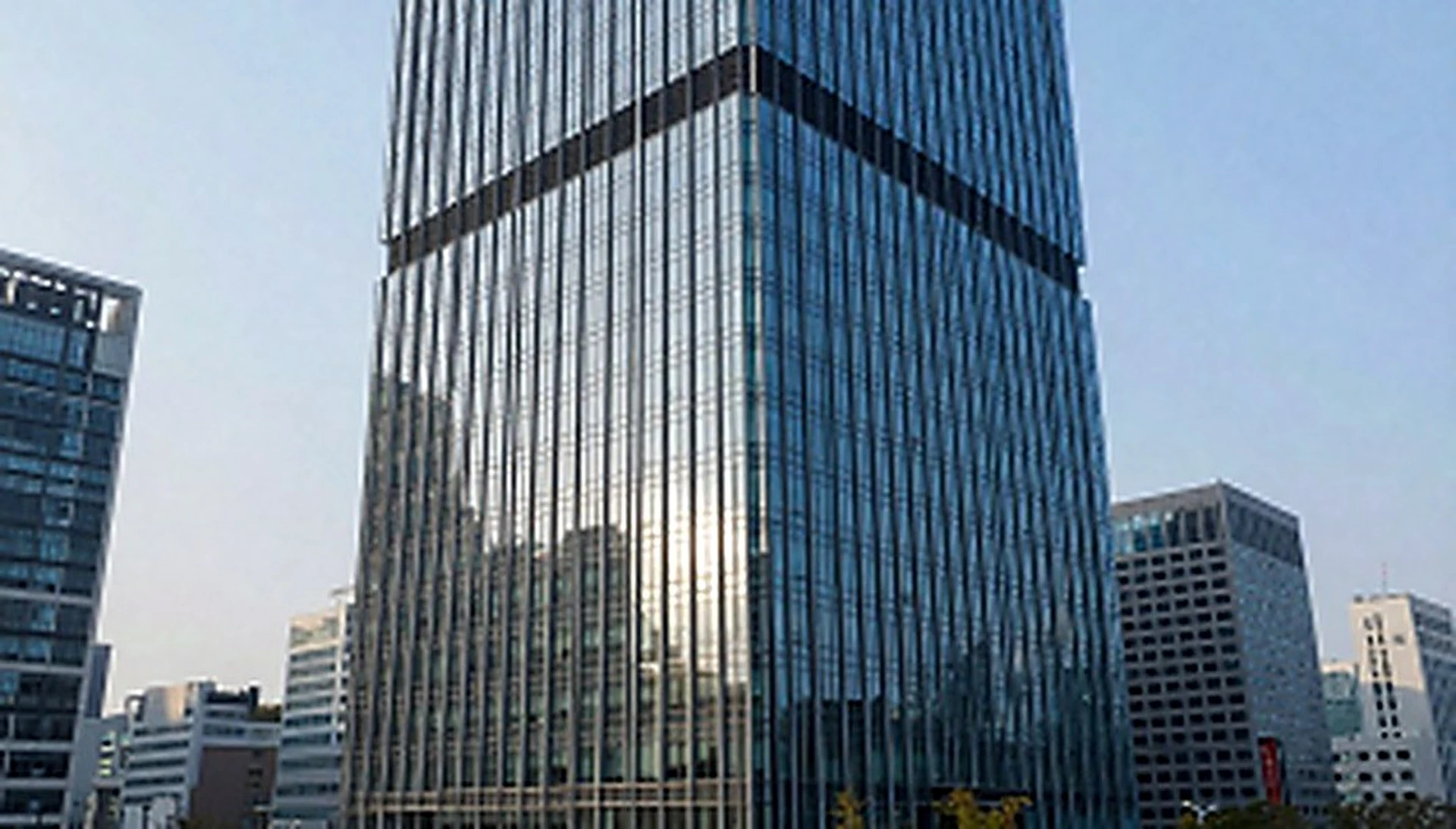 Curtain wall of a corporate headquarters building in Seoul, South Korea